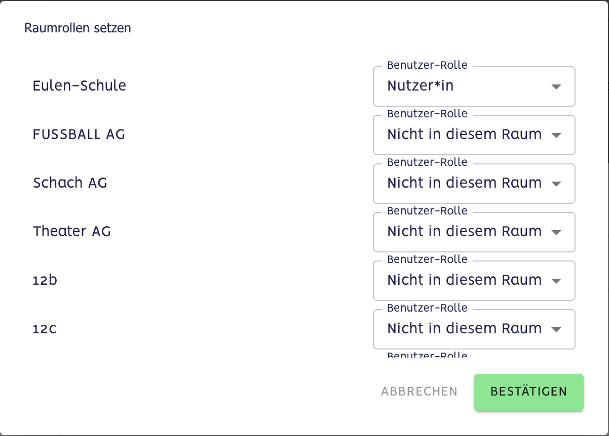 Rollen per Raum